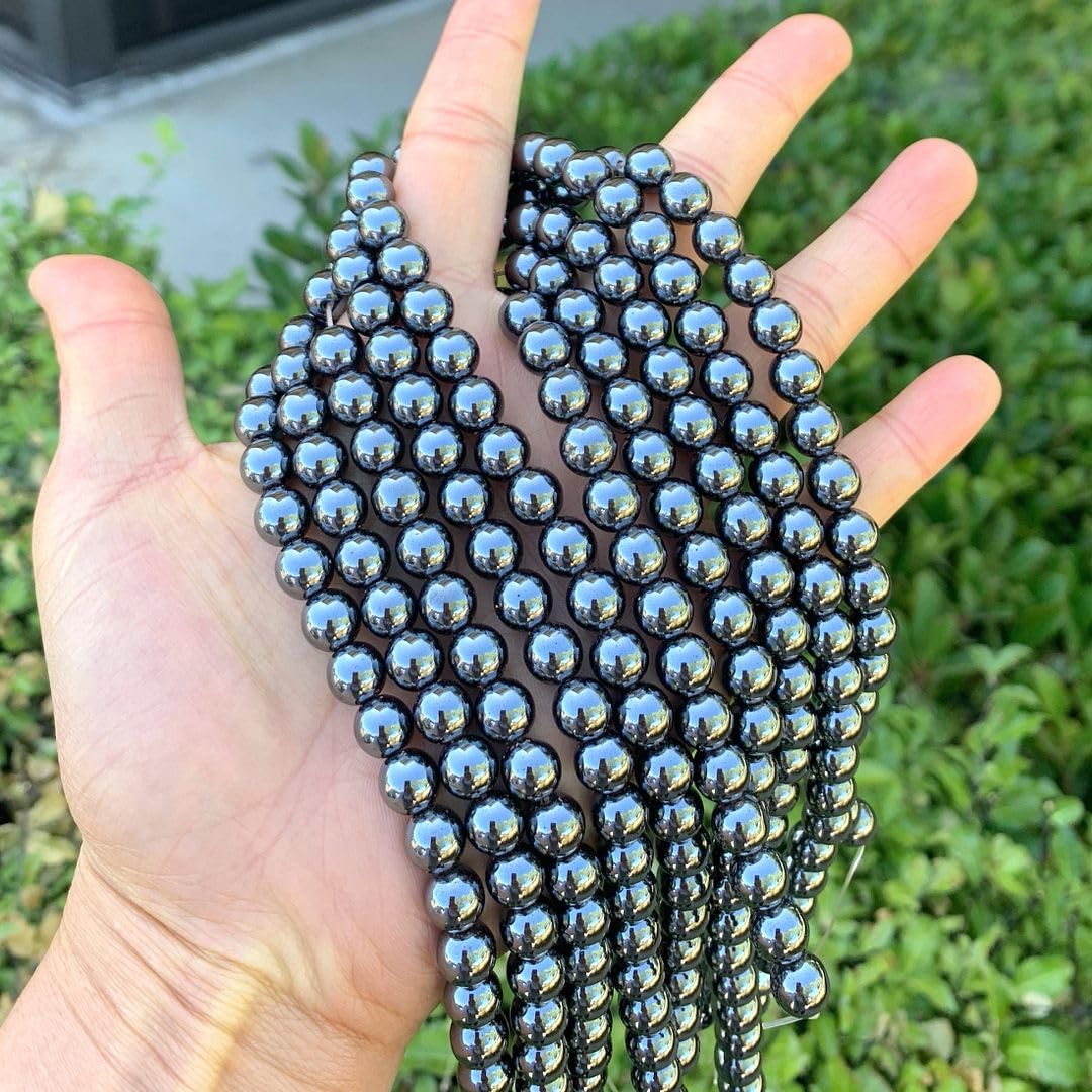 40pcs Adabele Grade A Natural Black Hematite Healing Gemstone 10mm Round Loose Beads Gem Stone Spacer for DIY Craft Jewelry Making GFC-A10