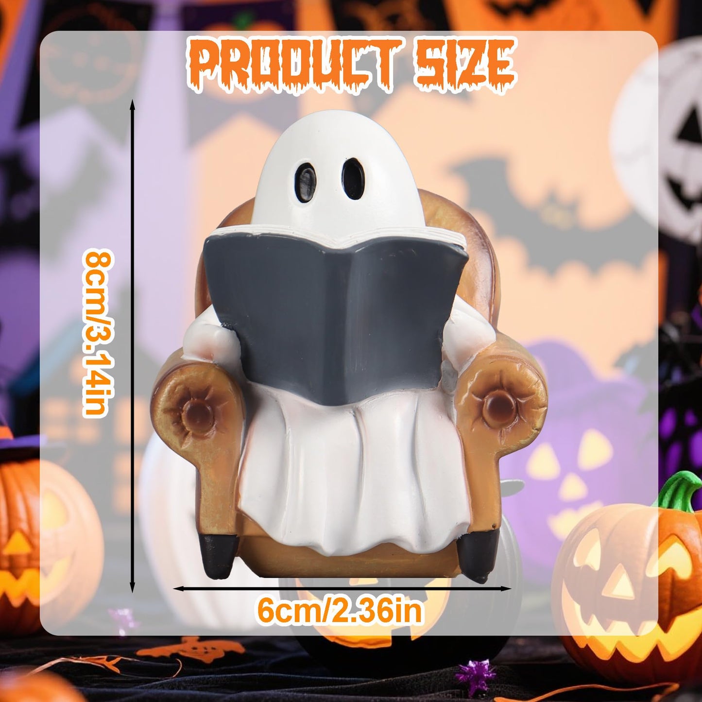 PAJH Ghost Reading Book Figurines Ghost Decor, Book Lovers Gifts for Readers Women Housewarming Gifts, Bookshelf Decor Desk Decorations for Home Office