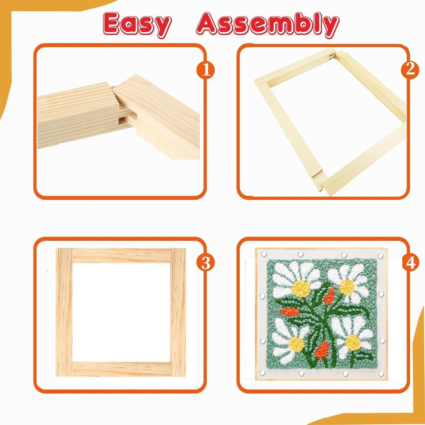 16 Pcs 4 Sets Stretcher Bars for Needlework Canvas Stretcher Bars 10 Different Size Combinations Embroidery Stretcher Bars for Cross Stitch Frame Set with Thumbtack and Remover Tool(Small Size)