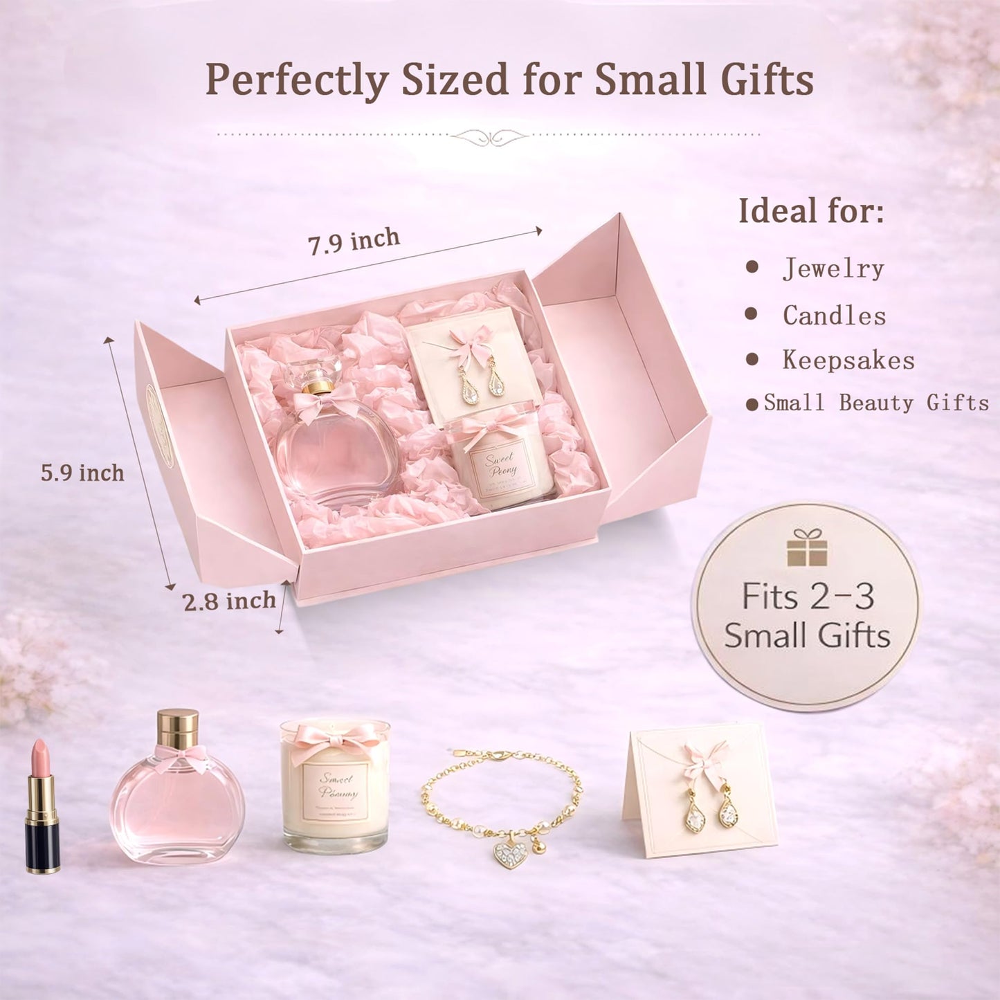 Surperry WOW Magnetic Gift Box, Small Pink Elegant Gift Box, Ready-to-Gift Set for Thoughtful Gifting