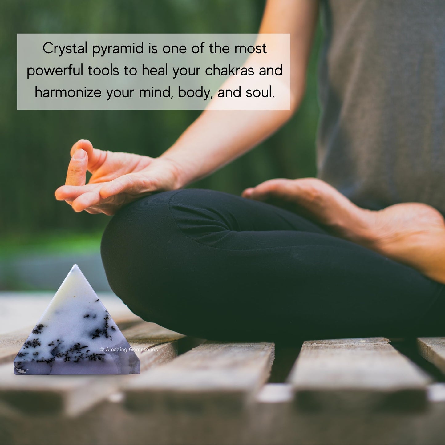 Amazing Gemstone Dendrite Opal Pyramid Crystal Healing Stones - 1.5" Great Pyramid Figurine of Natural Stone Pyramid for Meditation, Reiki, Chakra Balancing and Crystal Pyramids Grid