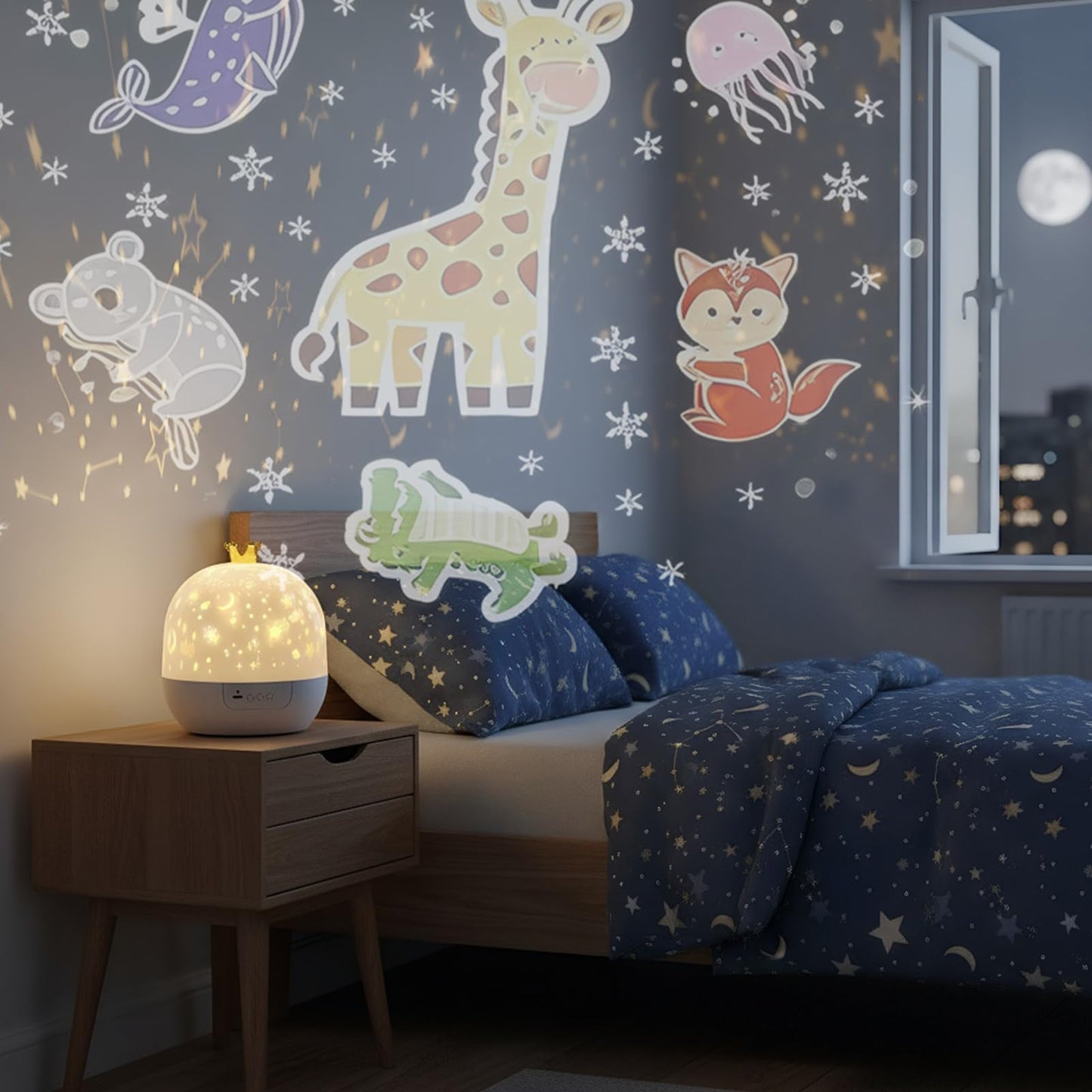 Kids Night Light Projector – USB ABS, 360 Rotation Lamp, Ceiling Projection Display, Sleep Ambience Creation | Perfect for Nursery Bedtime Sleep, Room Comfort, Calm Evening Routine, Gentle