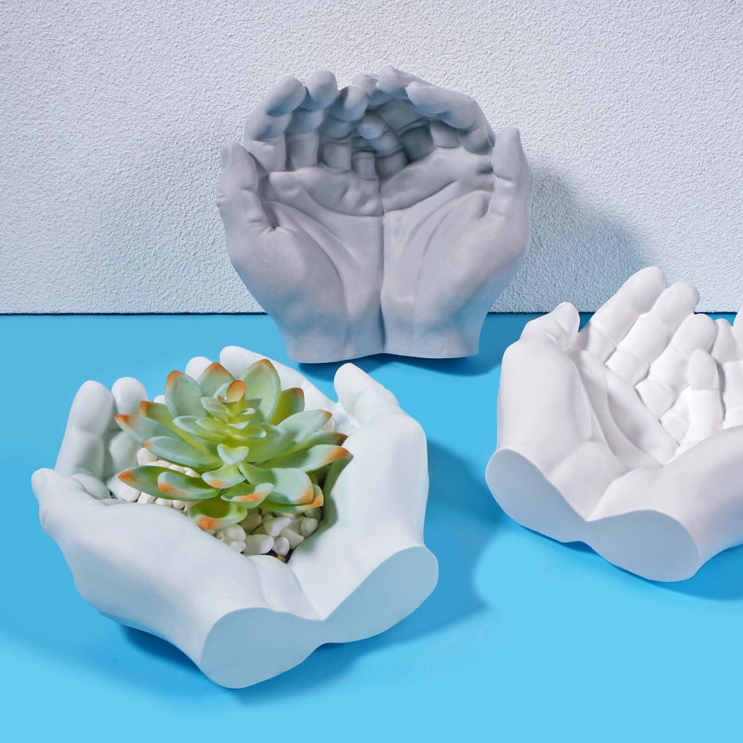 GRAINRAIN Silicone Hand Molds for Epoxy Resin, 3D Small Flower Pot Vase Resin Molds for Concrete Cement, Cute Epoxy Resin Mold for Resin Casting, DIY Craft, Home Decor