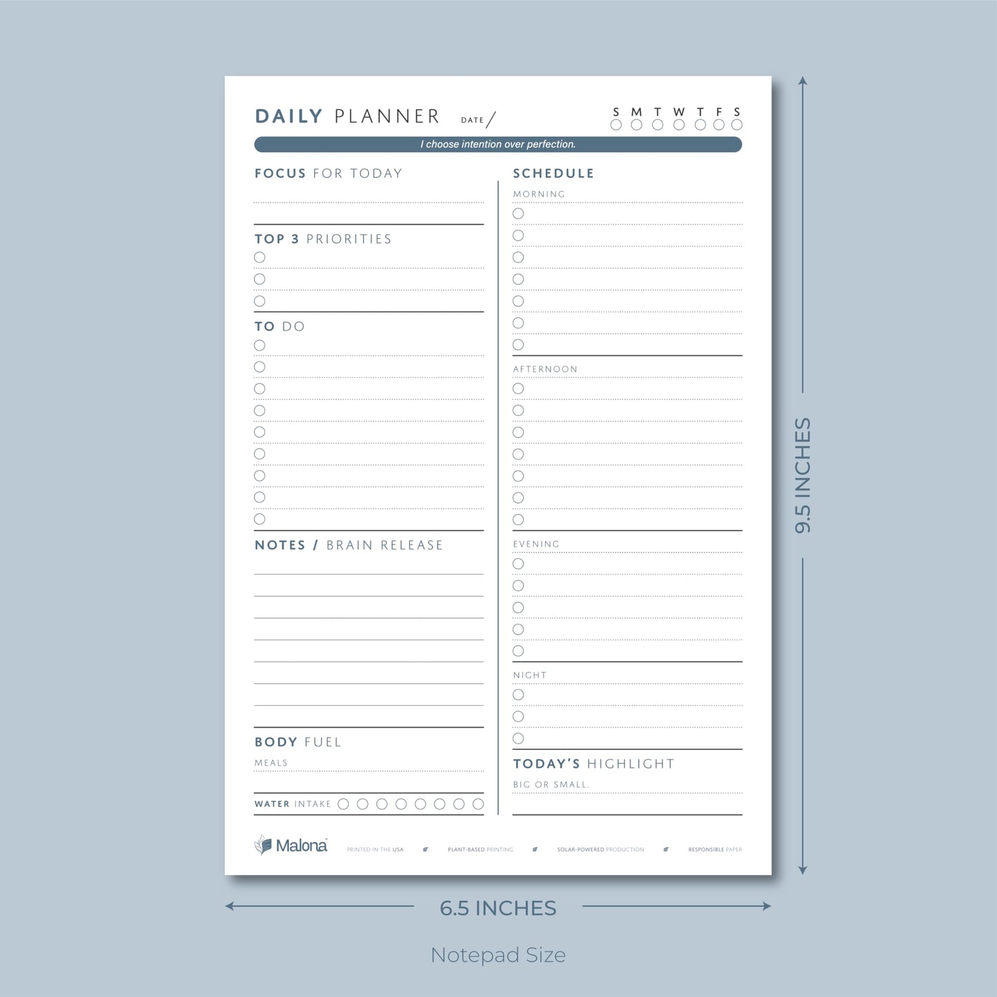 Daily Planner Notepad - ADHD Friendly and College Friendly Productivity Planner - Undated Sheets - Time Blocking Planner with Schedule, Top 3 Priorities, To Do List and Notes - Unique Daily Motivating Quotes - Water Intake and Meal Tracker - Desk Planning
