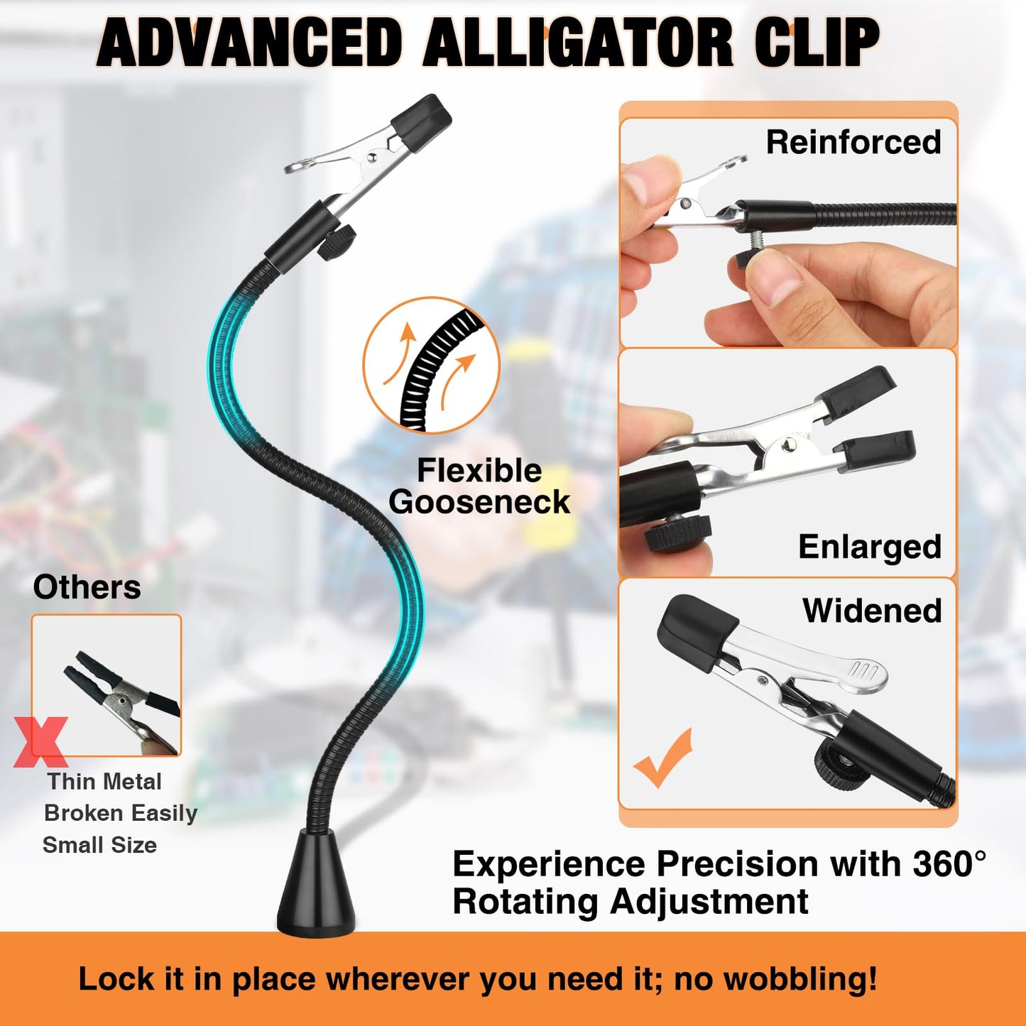 Drdefi Extra Magnetic Helping Hands Soldering Third Hand, Soldering Station with Alligator Clips PCB Circuit Board Holder Tool 4 Gooseneck Arms Non-Slip Base for Electronics Repair Jewelry Hobby