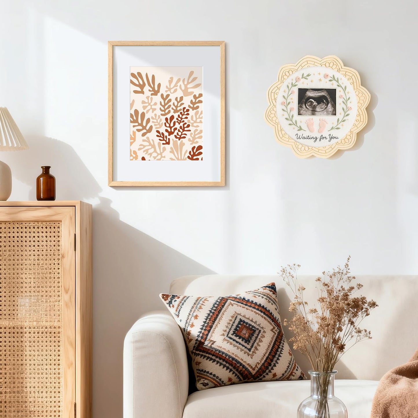 4 Sets Wood Embroidery Hoop Frame 8 Inch Embroidery Display Frame Large Round Wooden Embroidery Frame for Finished Cross Stitch Hoop Frame DIY Decor Sewing Ornaments