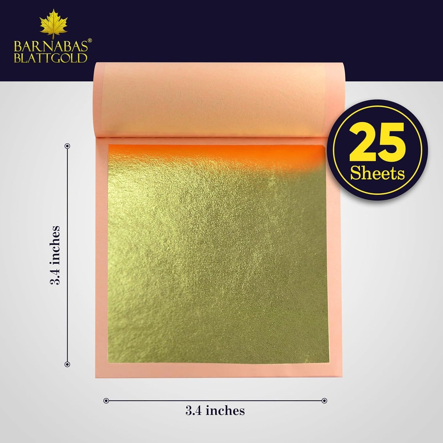 Barnabas Blattgold Gold Leaf - 23K Real Gold [25 Sheets, 3.4 inches] - Loose Sheets for Painting, Arts and Crafts