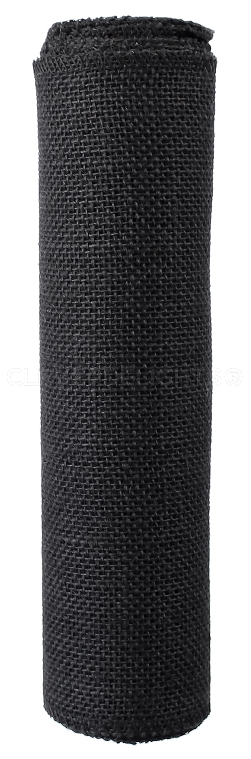 CleverDelights 9" Black Burlap Roll - Finished Edges - 5 Yards - Jute Burlap Fabric