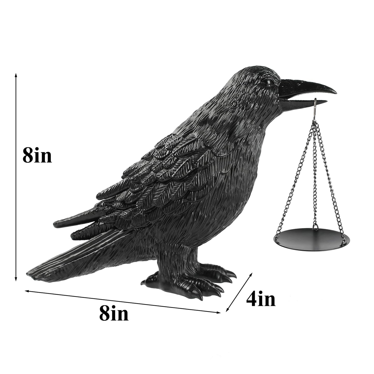 Gothic Home Decor Raven Lamp with Tealight Candle Holde,Gothic Statue Halloween Decorations,Resin Raven Decor Fake Crow Lamp for Bedroom Goth Gifts Black
