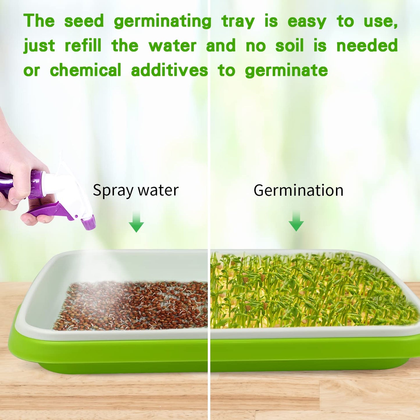 SDLDEER Seed Sprouting Tray, 5 Packs Microgreens Growing Trays Big Capacity Sprouts Growing Kit Soil-Free Sprouter Tray for Sprouting Seeds, Beans, Wheatgrass