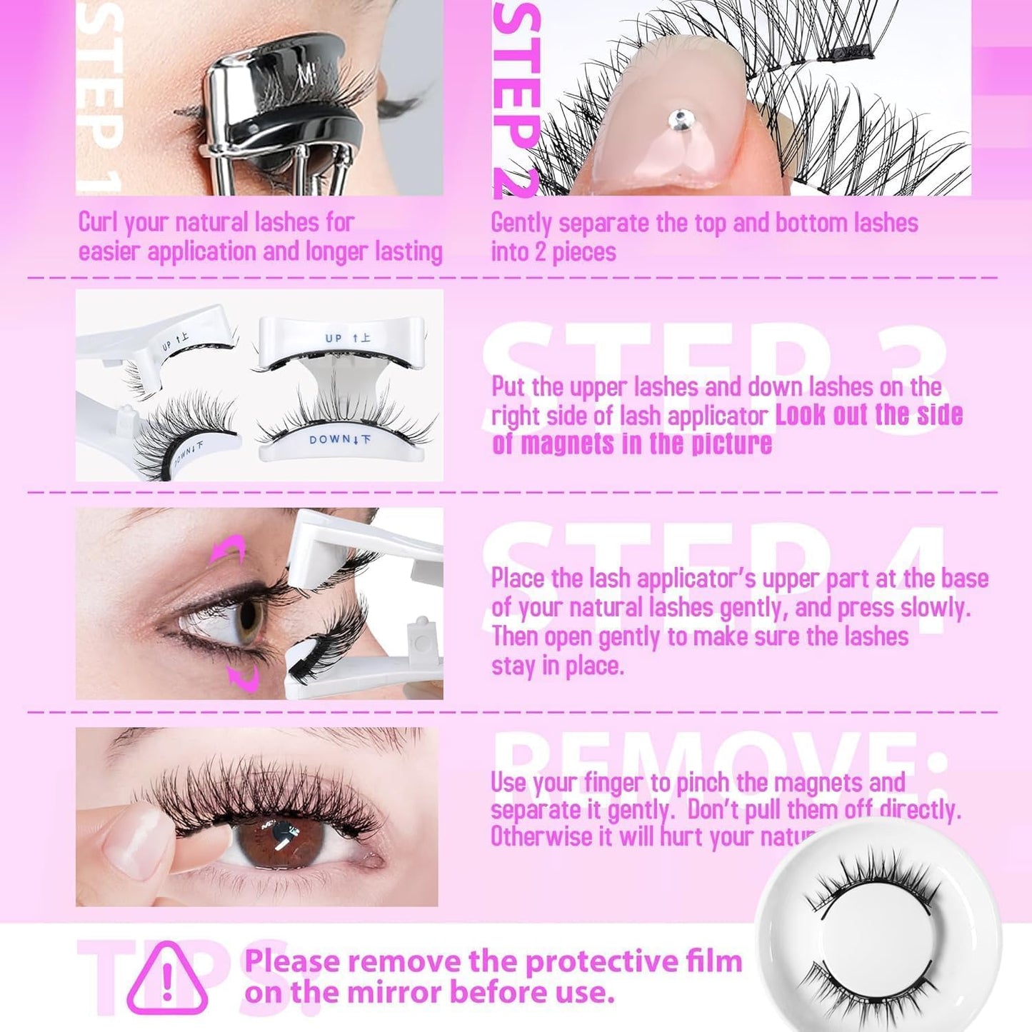 Ginani Magnetic Lashes,Magnetic Eyelashes with Applicator,2025 New Reusable Magnetic Lashes Natural Look No Glue or Liner Needed(Camellia+Devil)