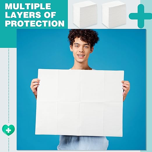 Newwiee 750 Pcs Disposable Dental Bibs Bulk Waterproof Tattoo Sheet Patients for Lash Nail Art Tray Cover 13" x 18"(White)