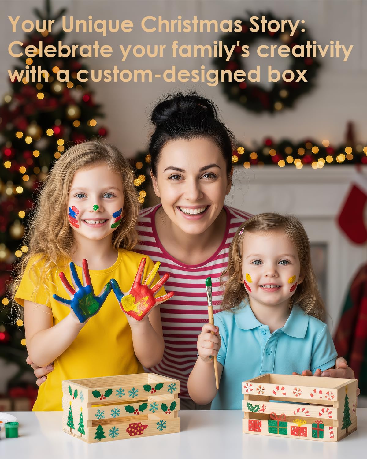 Baemin DIY Wood Crates 6 Pcs Decorative Storage Boxes, Rustic Wooden Crates for Display, Small & Medium Size Set