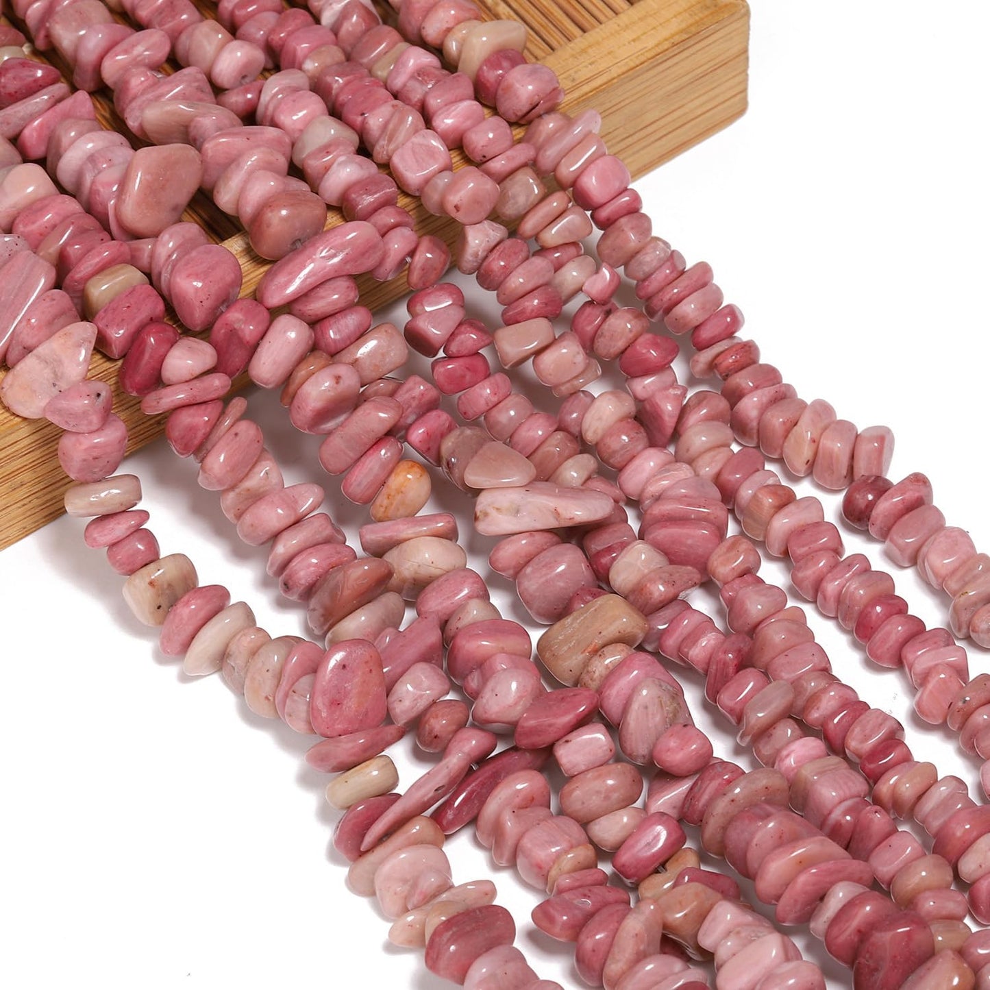 30in Rhodochrosite Natural Chip Stone Beads 5-8mm About 230pcs, Irregular Drilled Light Rosy Pink Bead for Bracelets Jewelry Making Supplies for Adults, DIY Crafts.