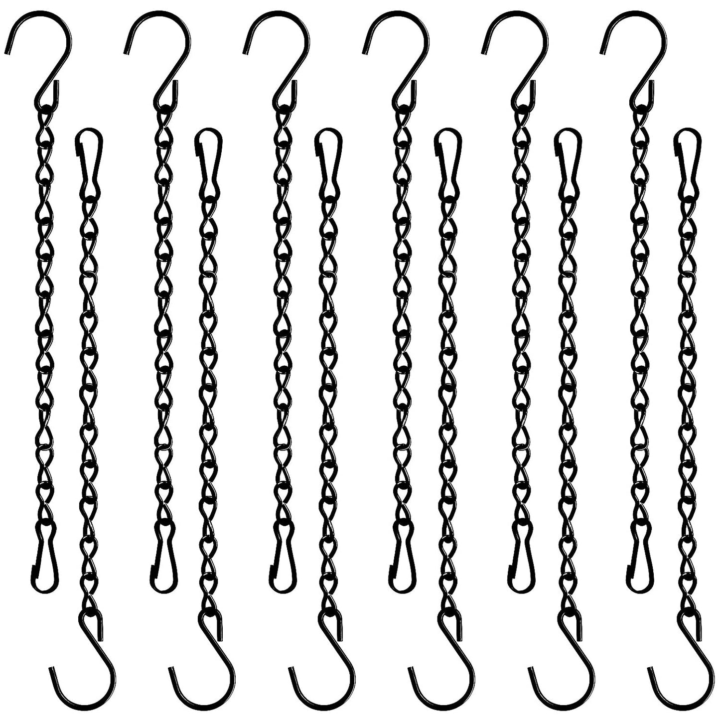 TAORISH 12 Pack 9.5 Inch Hanging Chain for Bird Feeders, Planters, Lanterns, Wind Chimes, Billboards, Chalkboards and Ornaments (Black)