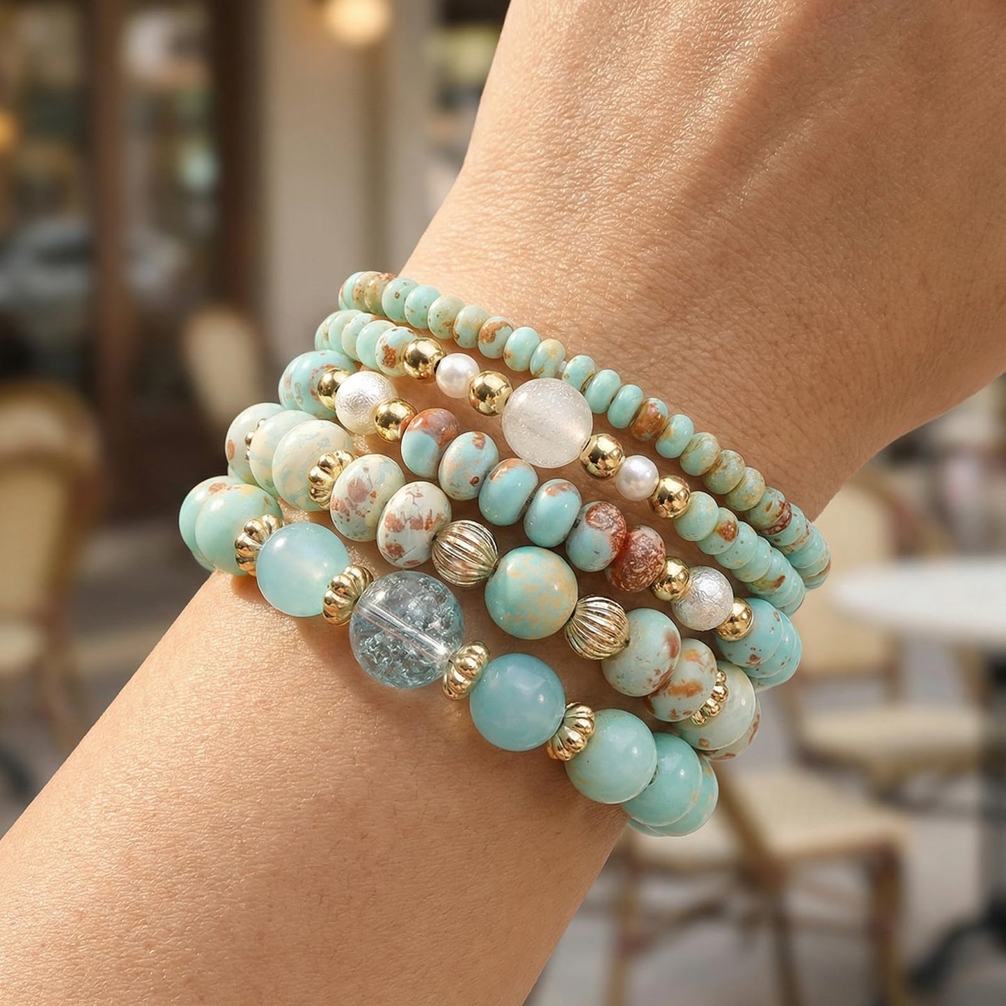 Briutn Boho Beaded Bracelet Stretch Bohemian Stackable Bracelet Jewelry Gifts for Women