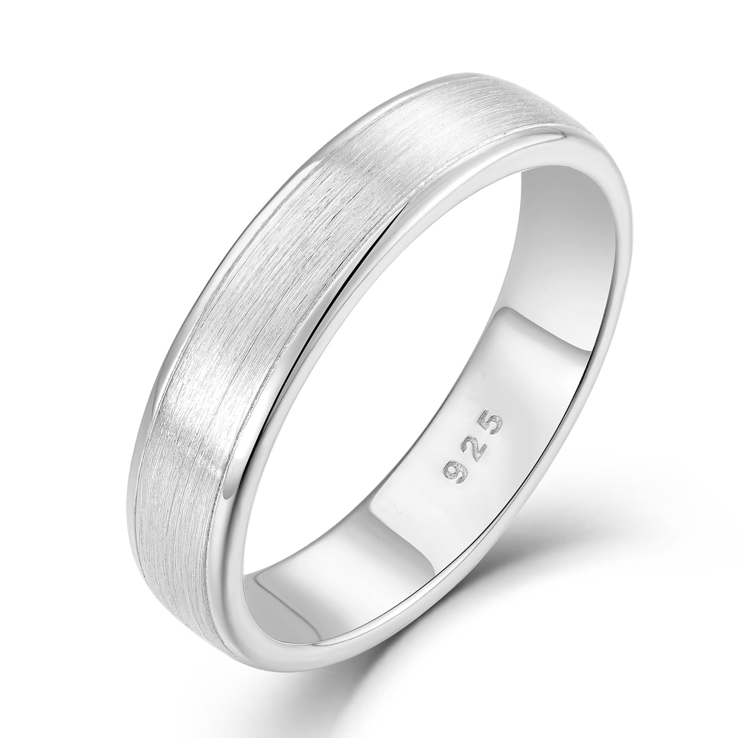 STARCHENIE 5mm Wedding Band Ring, Solid 925 Sterling Silver, Brushed Matte Finish, Comfort Fit, Size 12