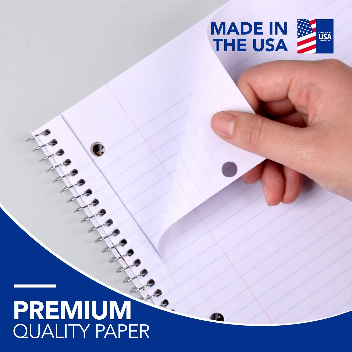 KAISA 1-Subject Wirebound Notebook Spiral Note Book, 8x10.5inch Wide Ruled 70sheets/pad Wire Notebooks Office School Supplies for Students Office, Pack of 6Pads, S07001W