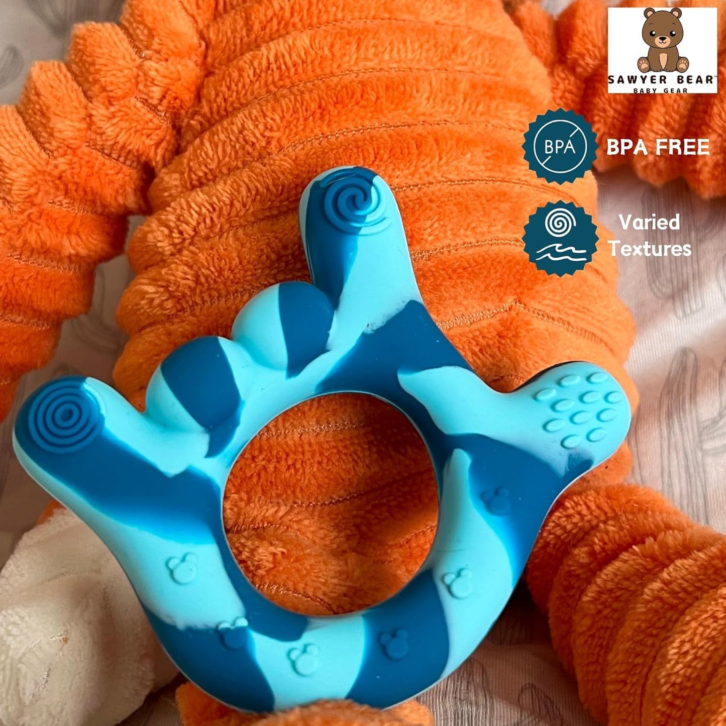 Set of 2 I Love You Silicone Hand Teether, Teethers for Babies 3-6 Months, Soft Teething Toys 6-12 Months bpa Free, Massaging Teething Relief