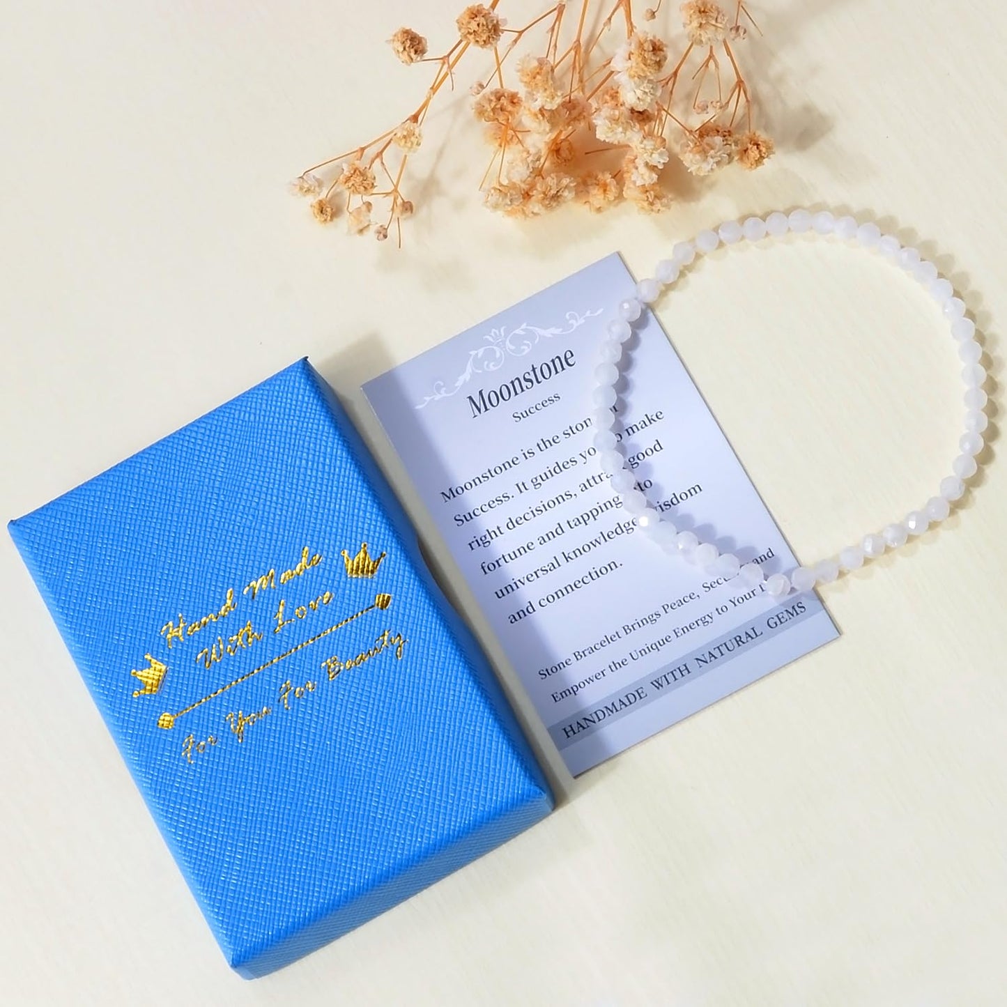 MASSIVE BEADS Natural Genuine Gemstone Beads Healing Crystal Chakra Reiki Jewelry Faceted Round Beads Bracelets (Blue Moonstone, 3mm)