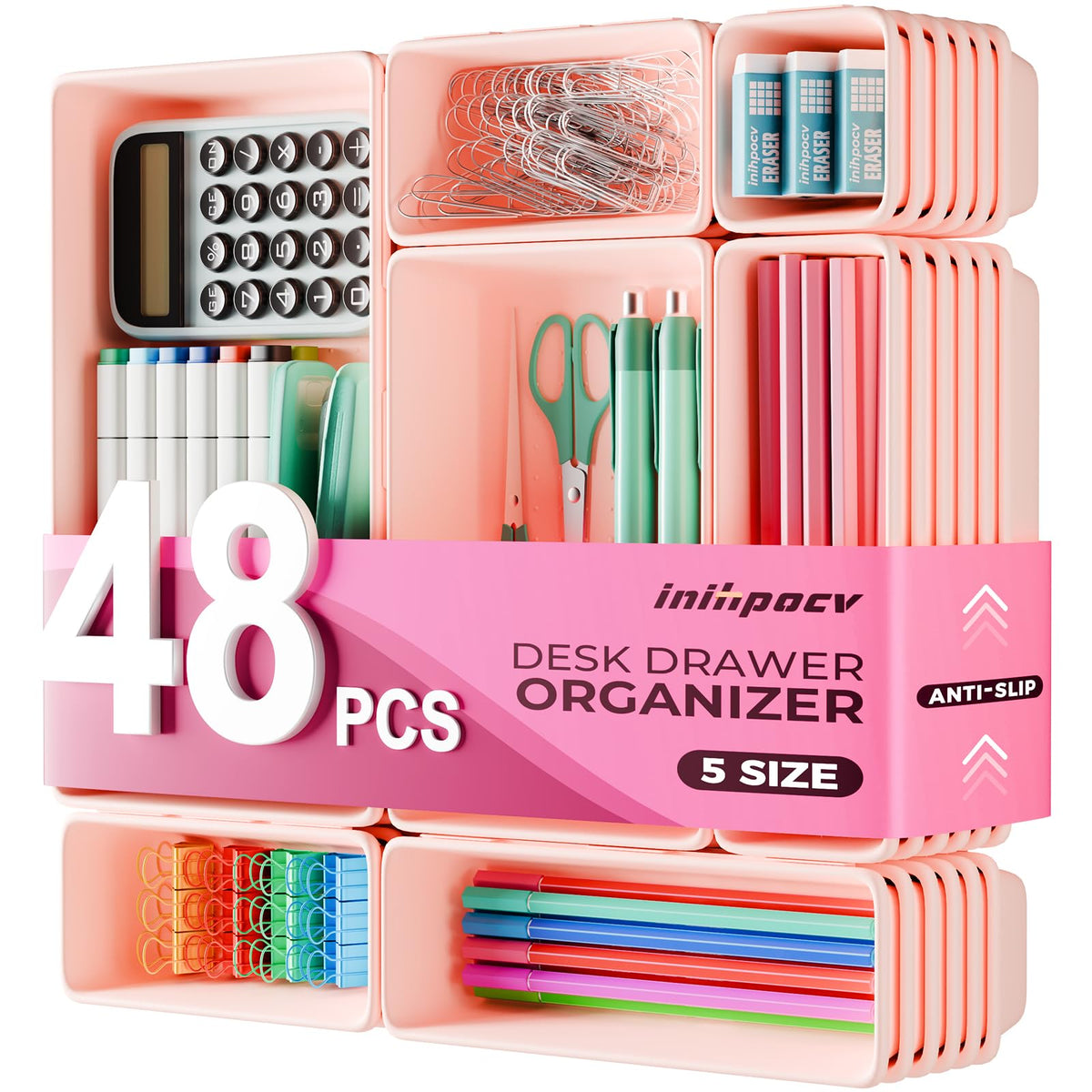 48PCS & 5 Sizes ] Tool Box Organizer Tray (48 Count)