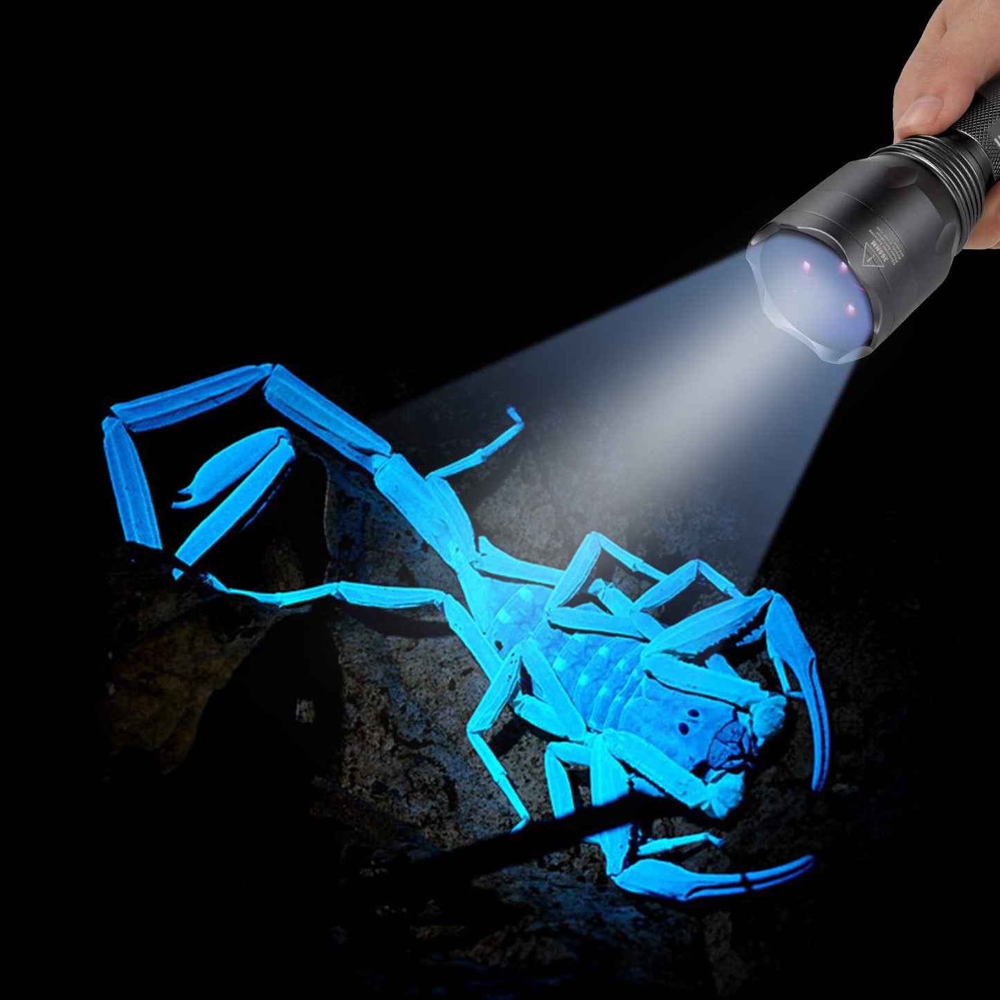 LUMENSHOOTER S3 365nm UV Flashlight with 3 LEDs, Powerful Blacklight Flashlights for Pet Urine Detection, Resin Curing, Rocks, Scorpion