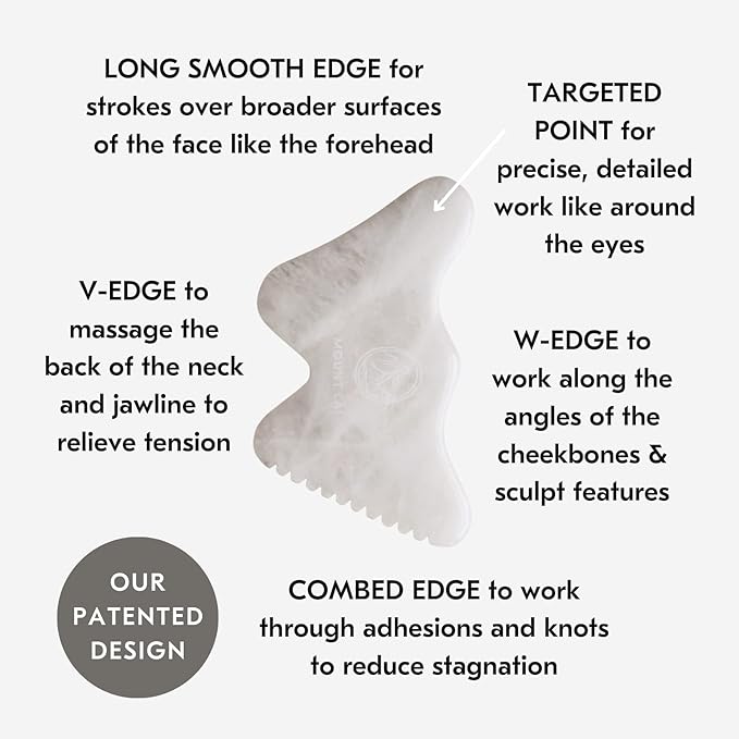 Mount Lai Vitality Qi White Jade Gua Sha Facial Tools Sculpting Tool with Protective Pouch - Face & Body Guasha Tools for Self-Care, Sculpting, Puffiness Relief & Muscle Tension Massage