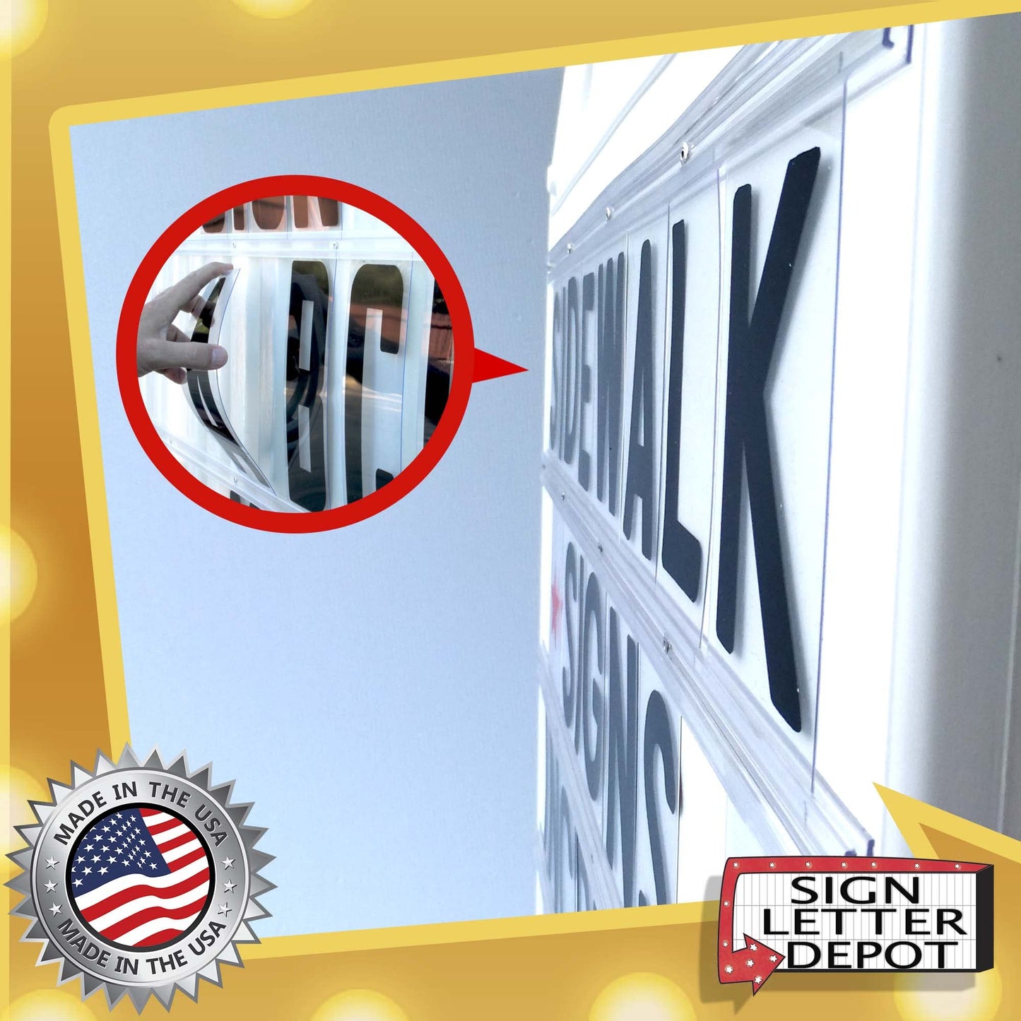4" Flex Changeable Sign Letters on 5" Clear Panels – Black Letters & Red Numbers – Fits A-Frame, Sidewalk & Portable Signs – Made in USA