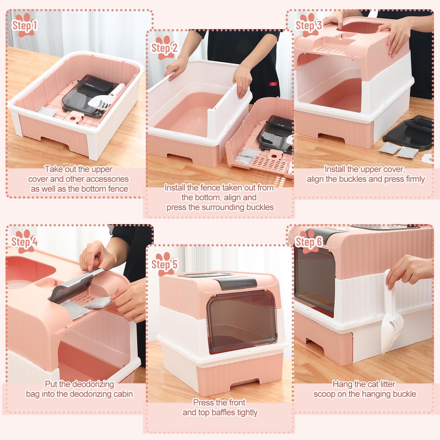 Tioncy 7 Pcs Small Cat Kitten Starter Kit Cat Litter Box with Shovel Paw Litter Mat Double Automatic Bowls Toy Teaser Stick Kitten Collar Essentials Kits for 1-3 Lbs Beginner(Pink)