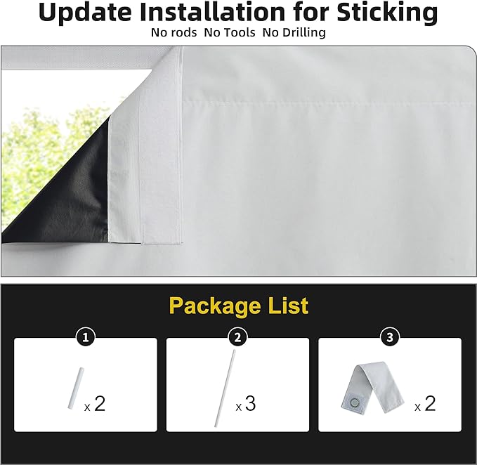 NICETOWN 100% Blackout Door Blinds for Window Covering, No Drill Cordless Roller Shades for Windows, Thermal Insulated French Door Curtain with Tieback, 30 x 72 inch Long, 1 Panel, Greyish White