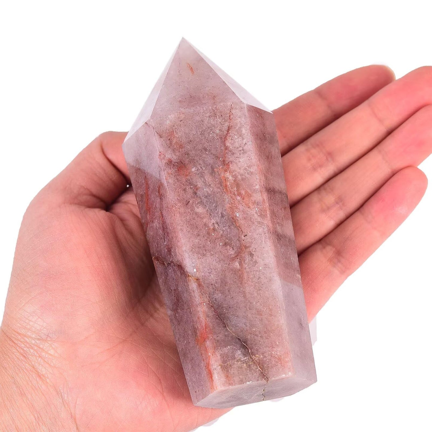 VIZYTOU Red Hematoid Stone Tower Obelisk Large Healing Crystal Rock Point Wand Reiki Healing Meditation Stone 0.6-1.1 LBS