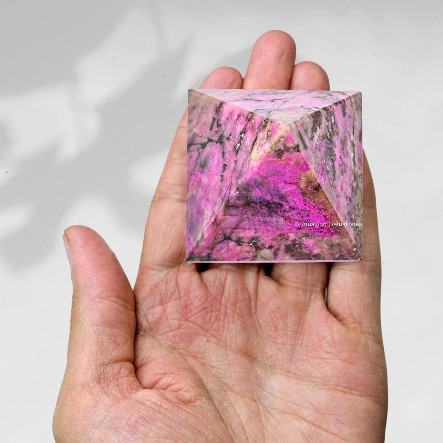 Amazing Gemstone Cobalt Calcite Pyramid Crystal Healing Stones - 2" Great Pyramid Figurine of Natural Stone Pyramid for Meditation, Reiki, Chakra Balancing and Crystal Pyramids Grid