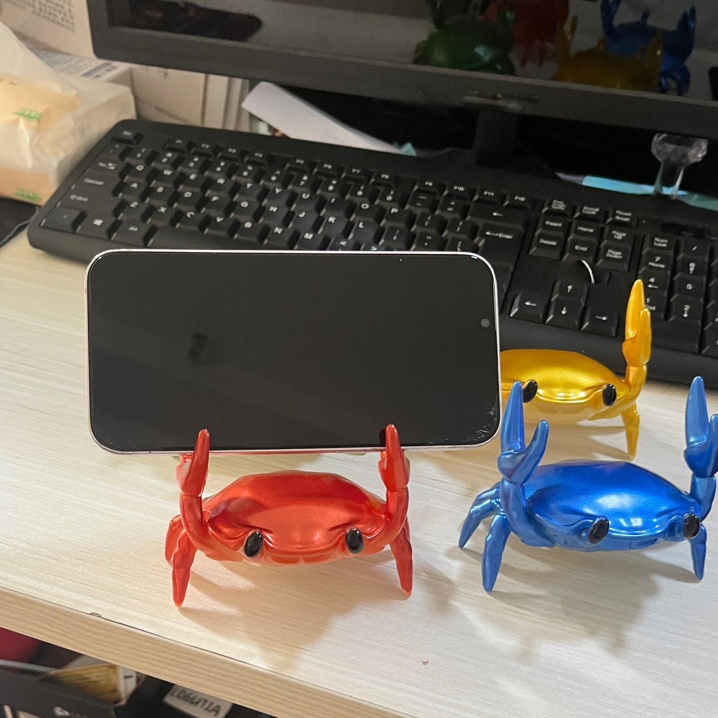LOGUTIA Crab Phone Stand Ornament - Crab Pen & Pencil Holder in Red
