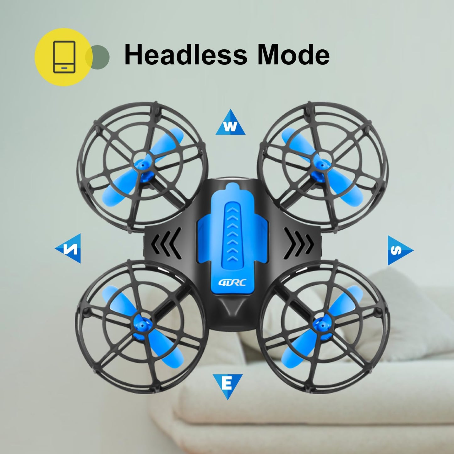 4DRC V18 Mini Drone with 2 Control Methods for Kids Beginners, 3D Flips, Lights, Headless Mode, 3 Speeds Adjustable, Auto Hover, Altitude Hold, 2 Batteries, RC Quadcopter Drones Fly Gift Toy for Boys