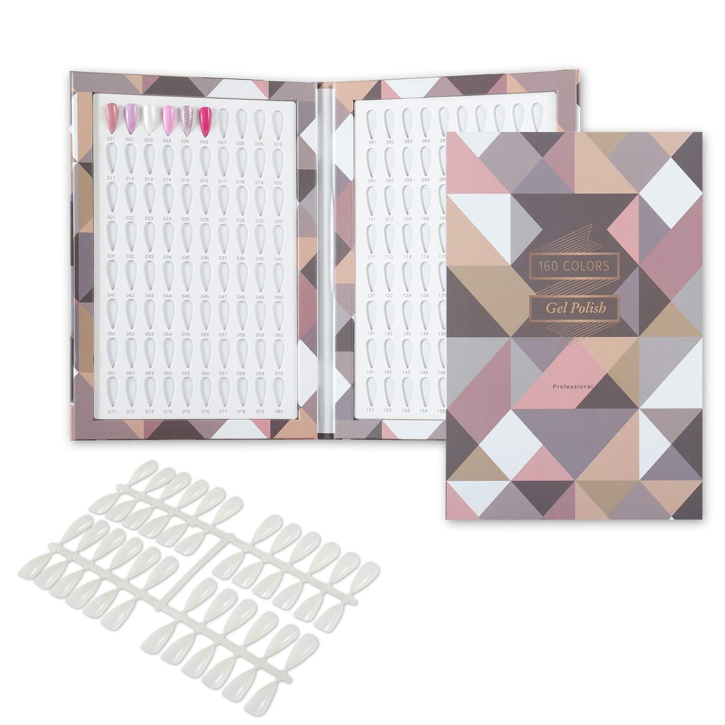 NMKL38 160 Nail Color Display Book Chart with 240 Nail Tips UV Gel Polish Color Card Board Salon Tools (A01)