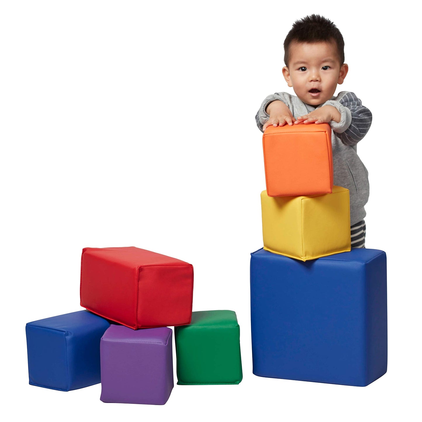 ECR4Kids ELR-12684 Softzone Foam Big Building Blocks, Soft Play for Kids (7-Piece Set), Toddler Blocks, Primary