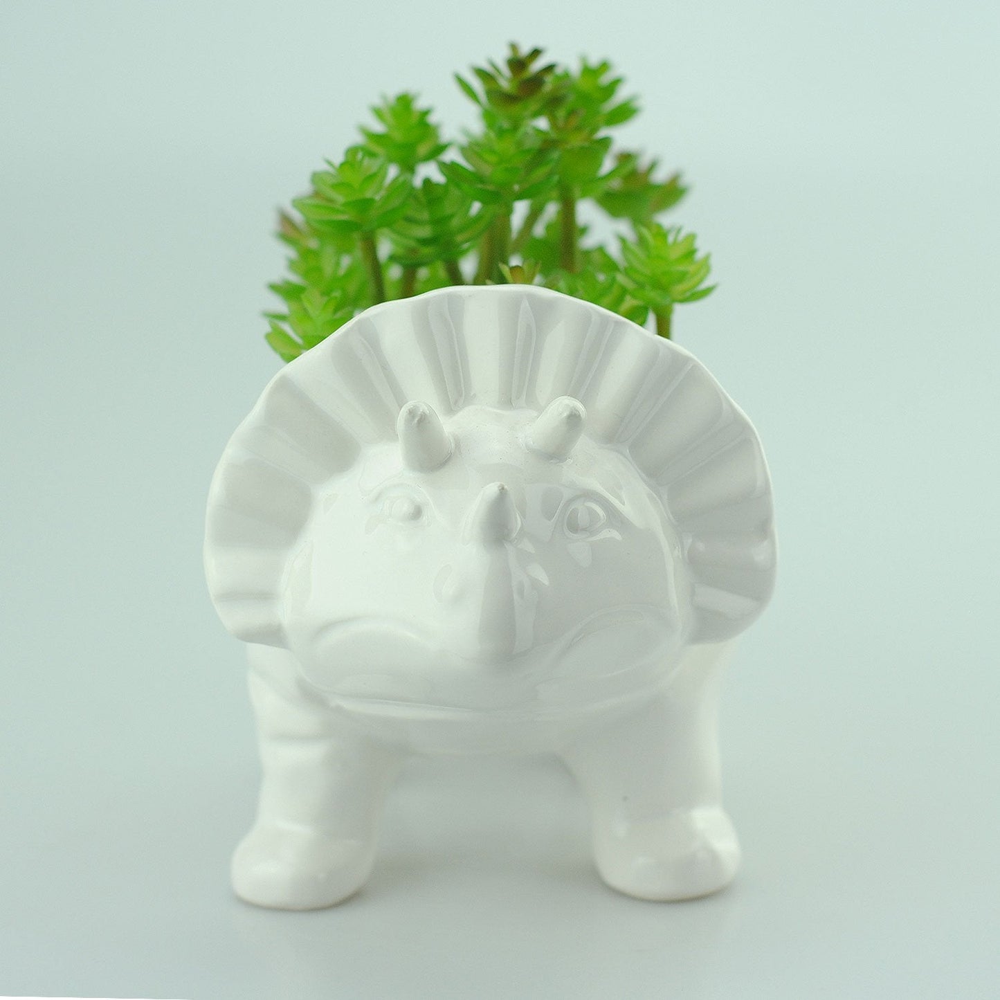 VanEnjoy White Cute Animal Planter, Dinosaur Succulent Planter, Supersaurus Size, Indoor Use