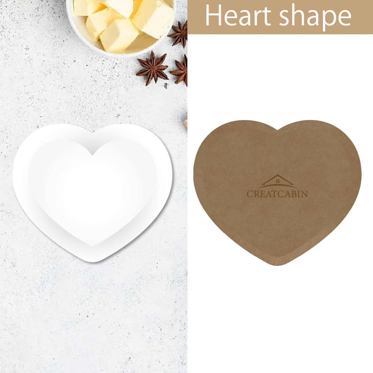 CREATCABIN Heart Pottery Forms Pottery Molds for Clay Ceramic Slump Molds Ceramic Plate Pottery Forming Molds Wooden Pottery Tools Tray Molds Press Clay Drying Board for Handbuilding Plates 6x5Inch
