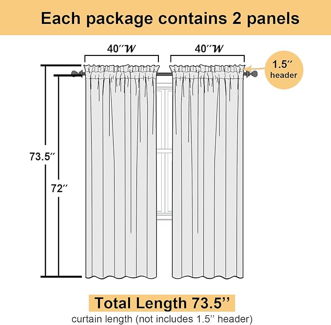 Lecloud Gold Sheer Curtains 72 Inch Length 2 Panels, Light Filtering Voile Window Drapes for Bedroom, Dual Rod Pocket Living Room Elegant Window Treatments, 40 W x 72 L Inches, Gold