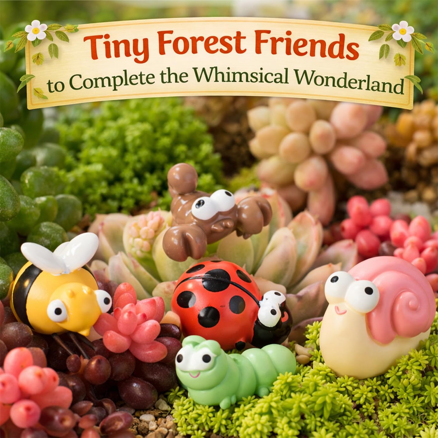 Nashibowu 24Pcs Mini Rabbits Fairy Garden Accessories DIY Kit, Miniature Garden Set with Mini Resin Animals, Tiny Bunnies, Squirrels, Mushroom Figurines, for Terrarium Micro-Landscaping Decorations