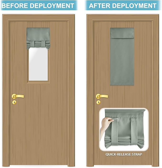 RYB HOME Door Curtains for Small Windows, Room Darkening Sides Heavy Duty Vertical Door Blinds/Shades Full Privacy for Patio Window, 1 Panel, Sage Green W12 x L40
