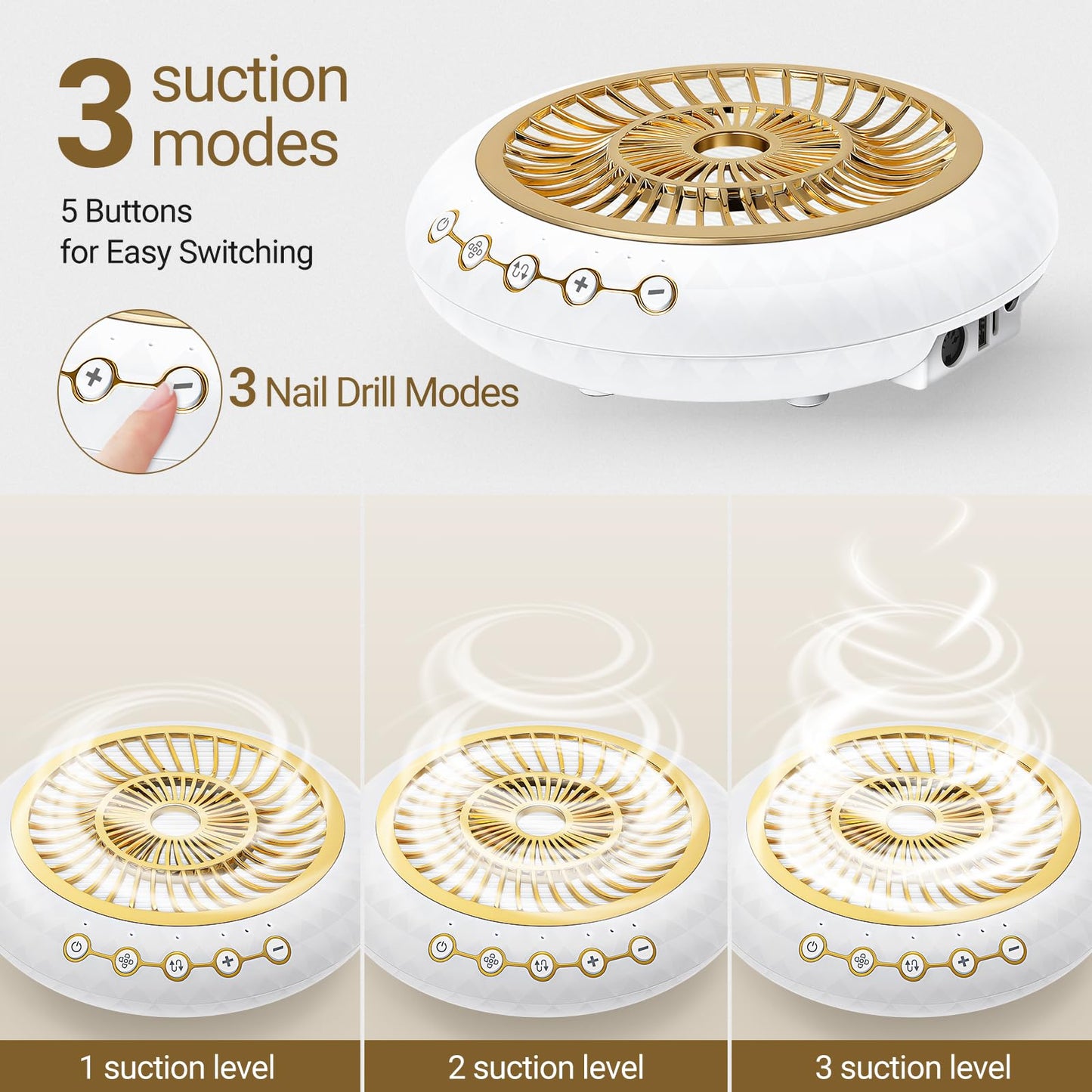 YLYYCC 2 in 1 Nail Dust Collector Quiet, 5000RPM Vacuum Fan Extractor with Reusable Filter & 30000RPM Electric Nail Drill File Professional with 6 Bits - Home/Salon Use, Pros Tech & Beginners