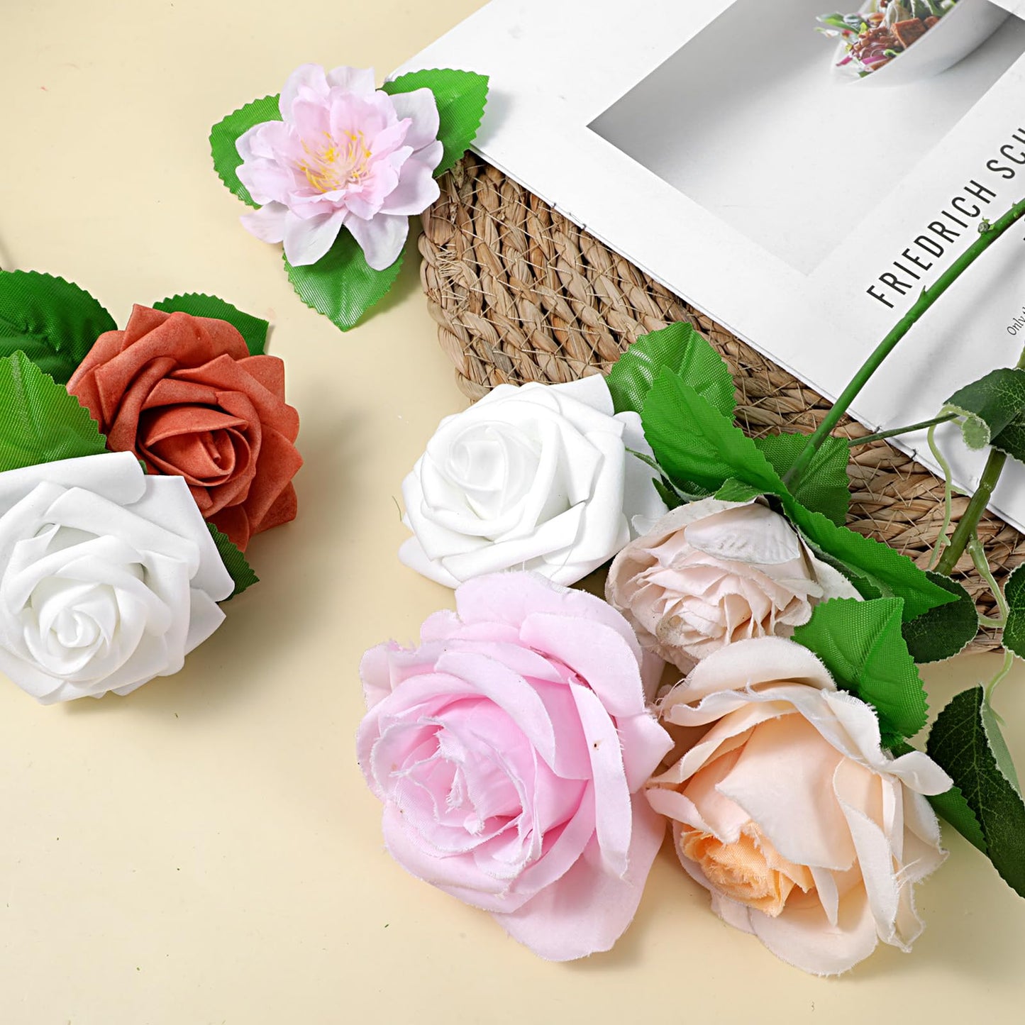 Yolev 200pcs Artificial Leaves 3.74 inch Flower Rose Leaf Fake Leaves for Crafts Wedding Decorations Supplies Rose Leave Fake Leafs