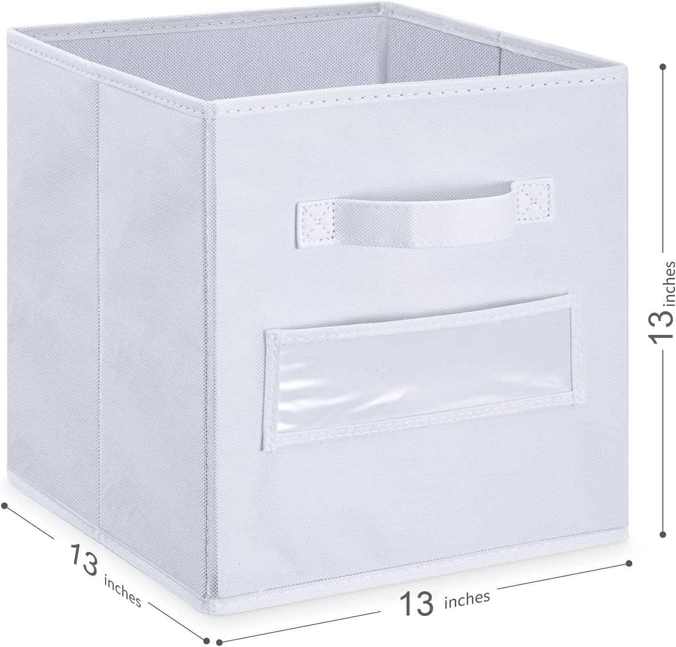 artsdi 13x13x13 storage cube bins (Set of 10) Fabric storage cubes with 10 Labels Window Cards & a Pen, storage cubes 13x13, Collapsible 13 inch cube storage bins, Cubby Organizer Boxes, White