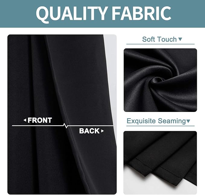 ChrisDowa Blackout Curtains 78 inches Long for Bedroom - 2 Panels Set Grommet Thermal Insulated Room Darkening Curtains for Living Room (Black, 42 x 78 Inch)