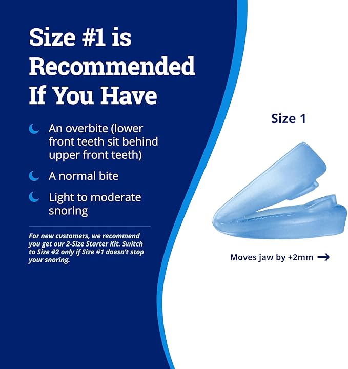 ZQuiet Anti-Snoring Mouthpiece Solution - Comfort Size #1 (Single Device) + Cleaner (1.5oz Bottle) - Made in USA Snoring Solution for a Better Night’s Sleep (Blue)