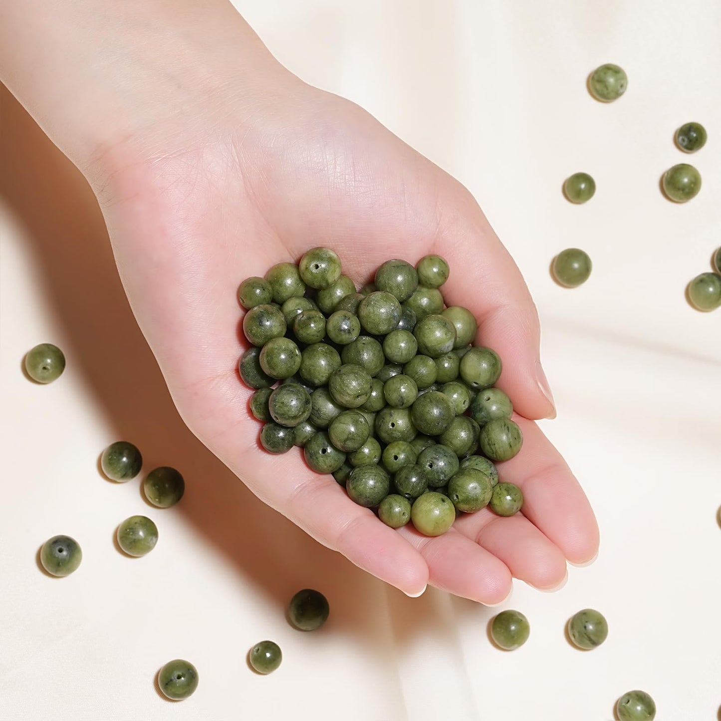 10mm Natural Taiwan Jade Gemstone Beads Polished Round Smooth Stone Beads for Bracelets Jewelry Making 15inch Loose Beads