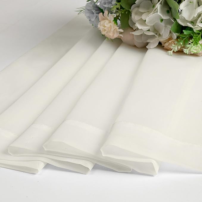 Lecloud Ivory Sheer Curtains 68 Inch Length 2 Pcs, Light Filtering Rod Pockets Bedroom Curtains for Living Room, Farmhouse Window Voile Soft Drapes for Bathroom Home Office, Each Panel 42" W x 68" L