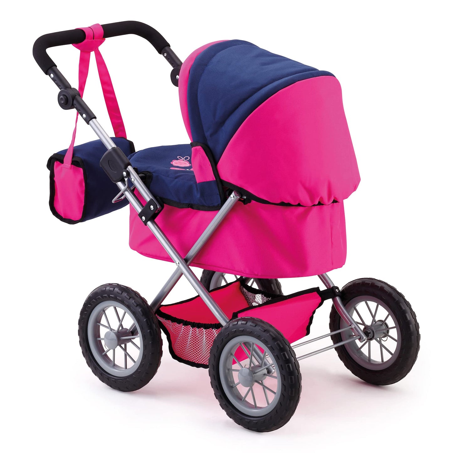 Bayer Trendy Doll Pram, Kids Play Stroller with Adjustable Handle, 18 inch Capacity