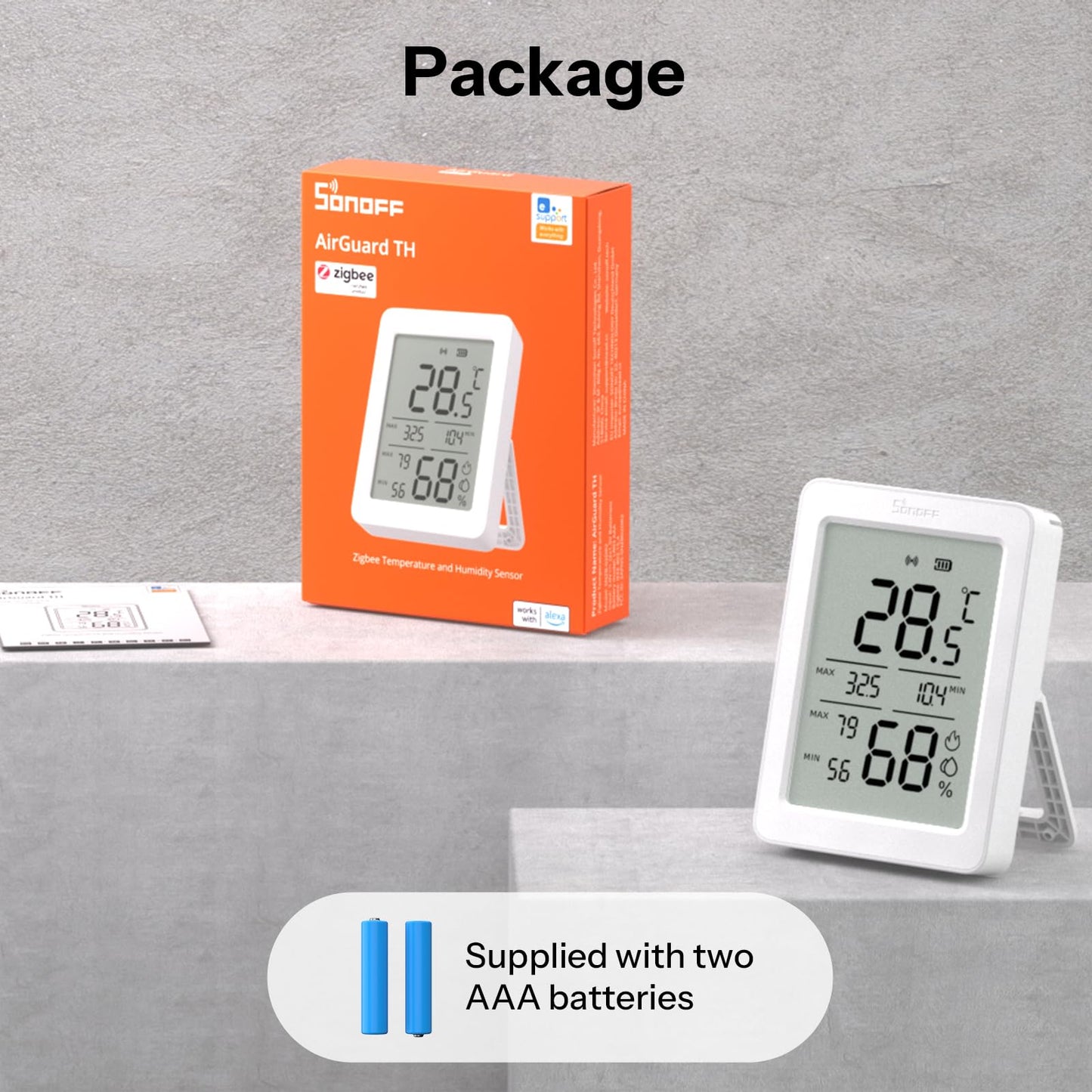 SONOFF AirGuard TH, Indoor Smart Zigbee Temperature and Humidity Sensor, 3.6'' LCD Display, App Monitoring with Charts, Notification Alerts, Data Export, Remote Data Display